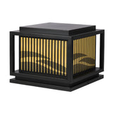 Black Stylish Square Metal Outdoor Lantern Post Light Image - 5