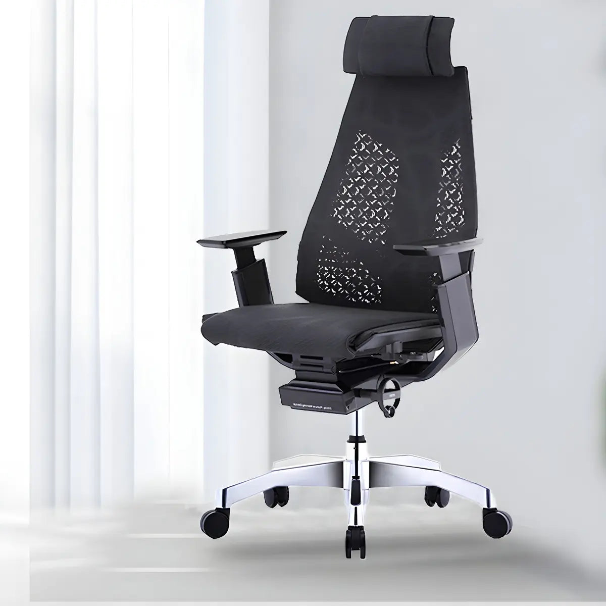 Black Swivel Wheels Ergonomic Mesh High-Back Office Chair Image - 1