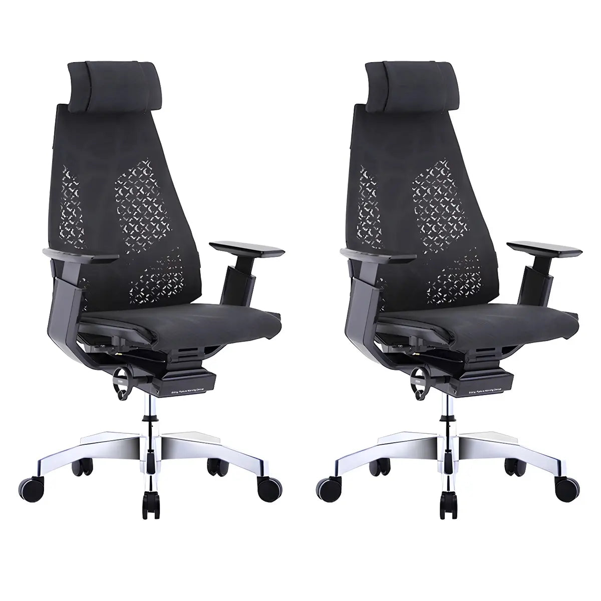 Black Swivel Wheels Ergonomic Mesh High-Back Office Chair Image - 12