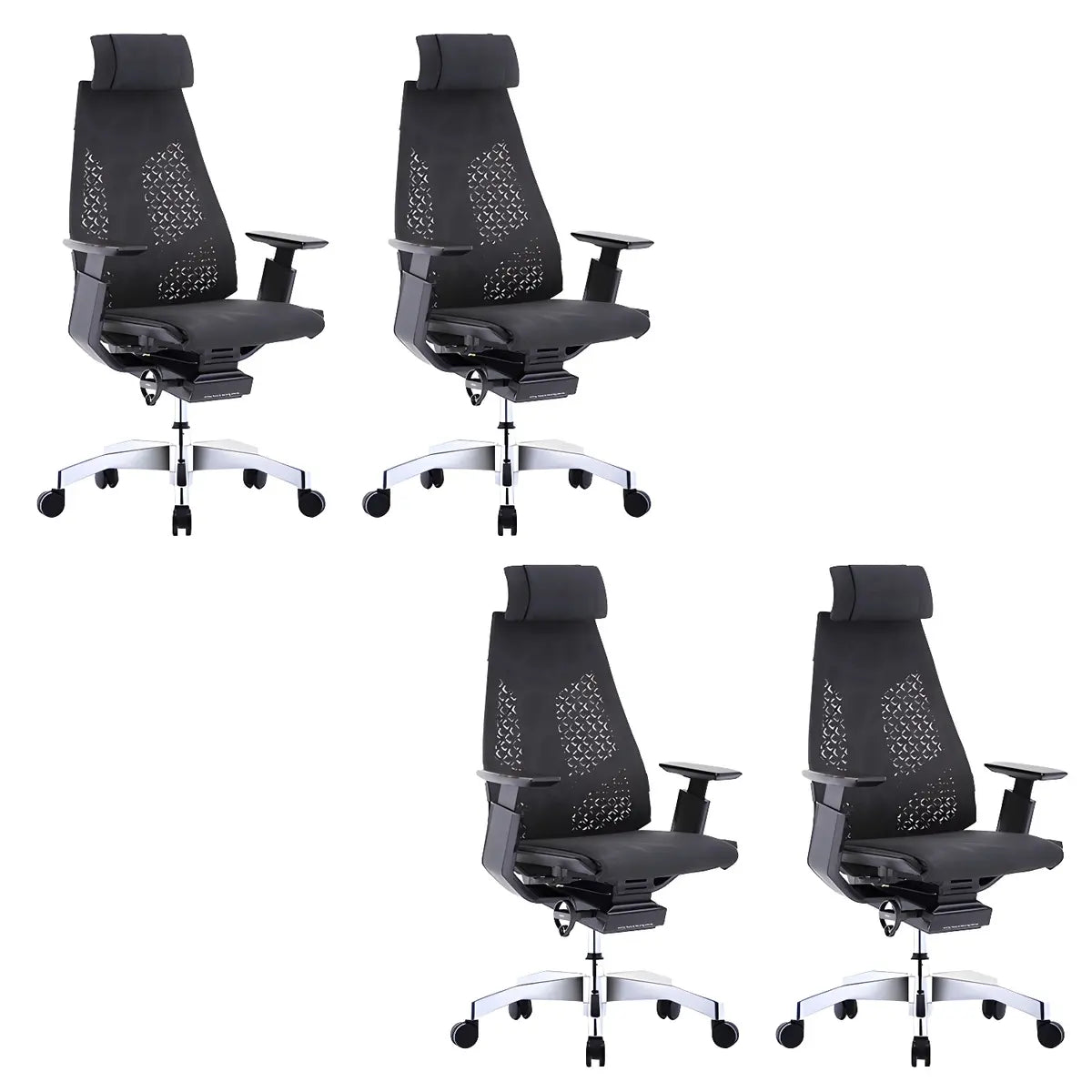 Black Swivel Wheels Ergonomic Mesh High-Back Office Chair Image - 14