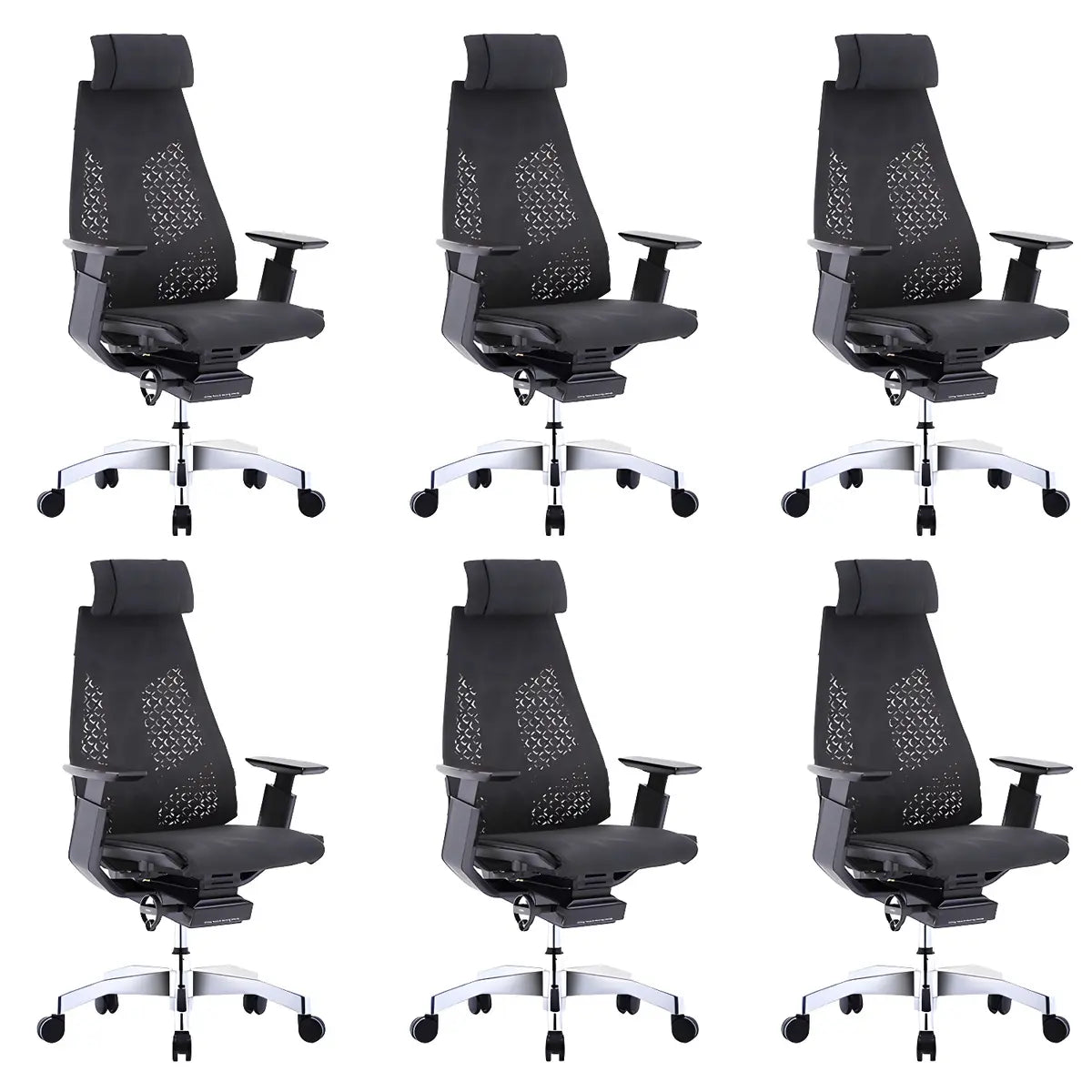 Black Swivel Wheels Ergonomic Mesh High-Back Office Chair Image - 17