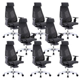 Black Swivel Wheels Ergonomic Mesh High-Back Office Chair Image - 18