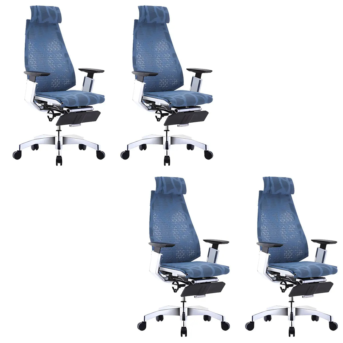 Black Swivel Wheels Ergonomic Mesh High-Back Office Chair Image - 22