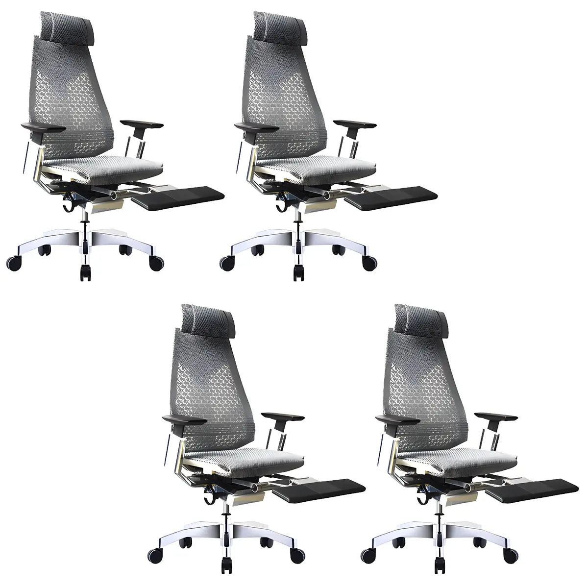 Black Swivel Wheels Ergonomic Mesh High-Back Office Chair Image - 27