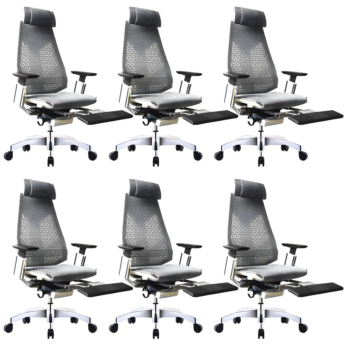 Black Swivel Wheels Ergonomic Mesh High-Back Office Chair Image - 28