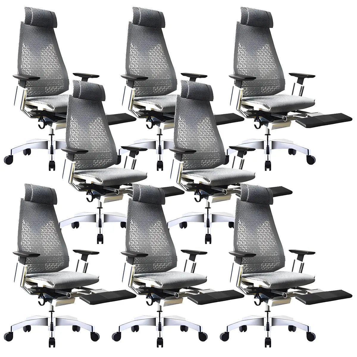 Black Swivel Wheels Ergonomic Mesh High-Back Office Chair Image - 29