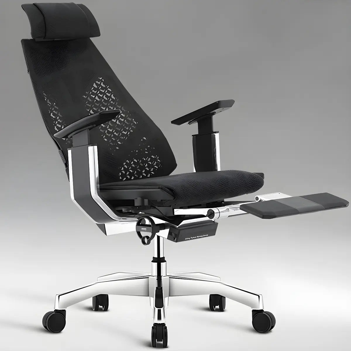 Black Swivel Wheels Ergonomic Mesh High-Back Office Chair Image - 3