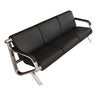 Black Tear Resistant Faux Leather Four Seater Sofa Image - 10