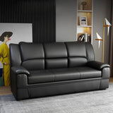 Black Tear Resistant Faux Leather Upholstered Back Sofa Image - 1