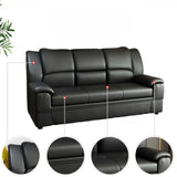 Black Tear Resistant Faux Leather Upholstered Back Sofa Image - 12