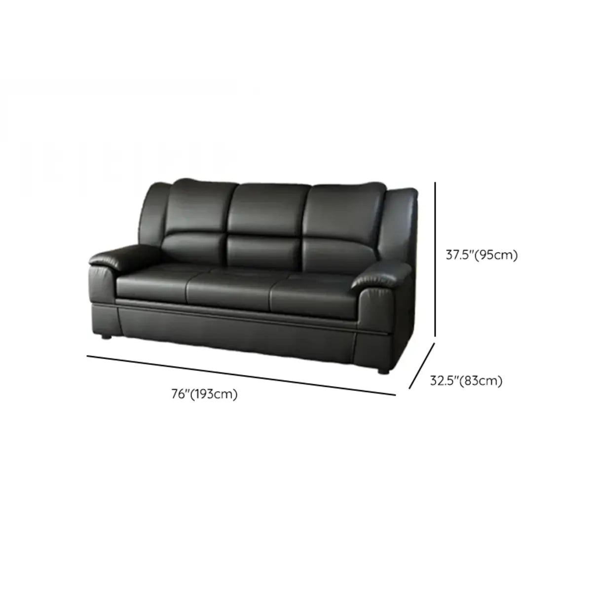 Black Tear Resistant Faux Leather Upholstered Back Sofa 