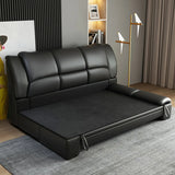 Black Tear Resistant Faux Leather Upholstered Back Sofa Image - 4