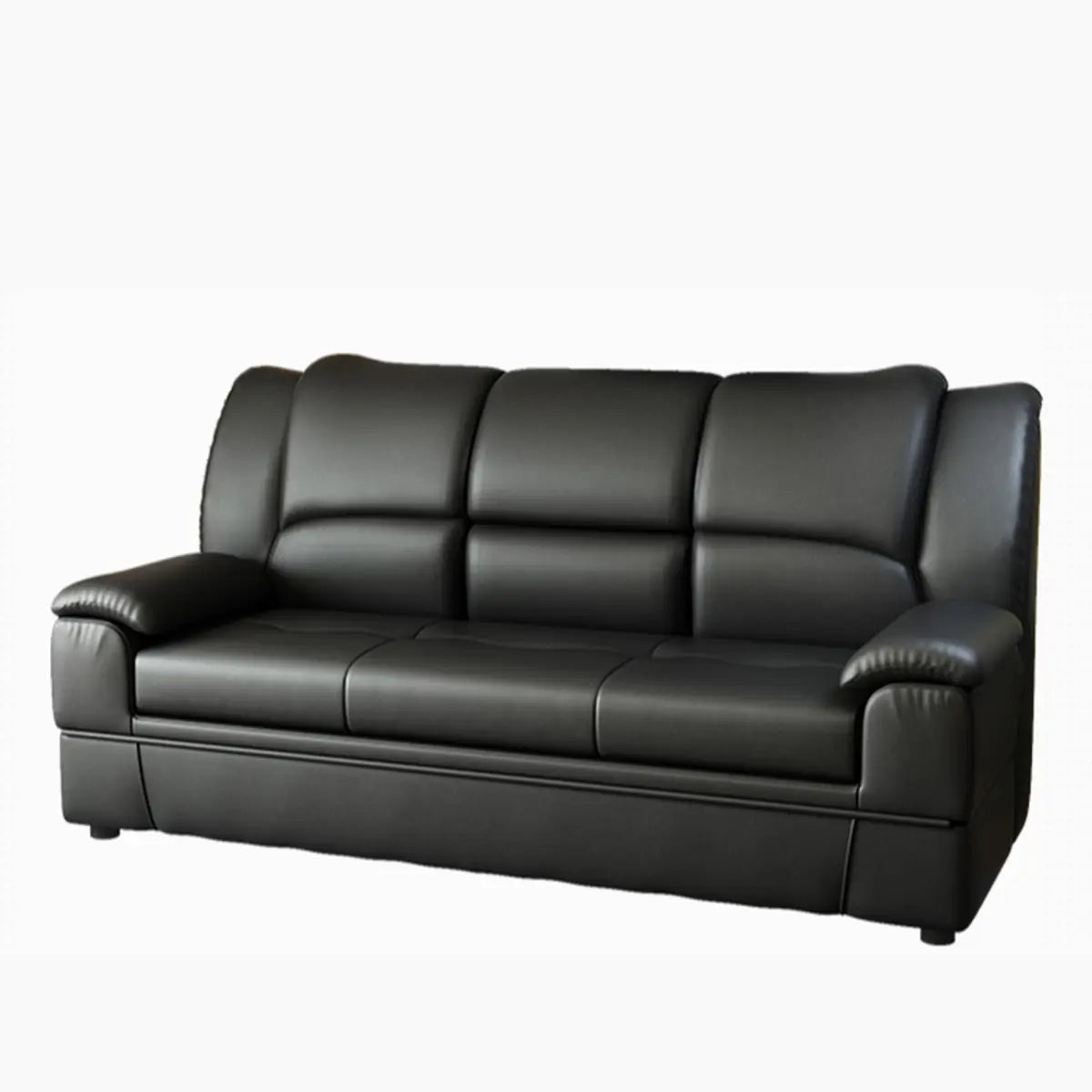 Black Tear Resistant Faux Leather Upholstered Back Sofa Image - 7