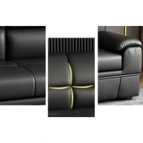 Black Tear Resistant Faux Leather Upholstered Back Sofa Image - 8