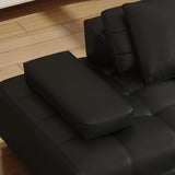 Black Tear Resistant Genuine Leather Pillow Back Sofa Image - 10