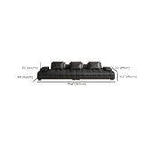 Black Tear Resistant Genuine Leather Pillow Back Sofa #size