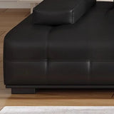 Black Tear Resistant Genuine Leather Pillow Back Sofa Image - 9