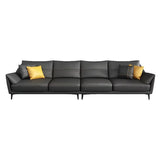 Black Tear Resistant Leather Foam Sofa with Pillow Image - 5