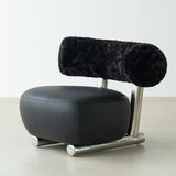 Black Tear Resistant Microfiber Leather Sled Side Chair Image - 11