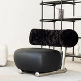 Black Tear Resistant Microfiber Leather Sled Side Chair Image - 14