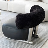 Black Tear Resistant Microfiber Leather Sled Side Chair Image - 19