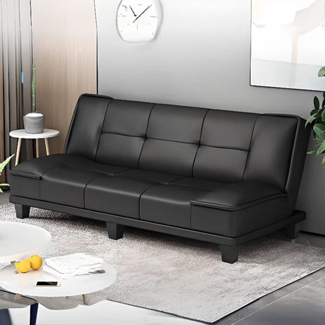 Black Tear Resistant Upholstered Back Leather Sofa Image - 1