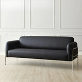 Black Tech Cloth Square Arm Tight Back Silver Leg Sofa Image - 4