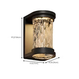 Black Trendy Cylinder Glass Steel Outdoor Wall Light #size