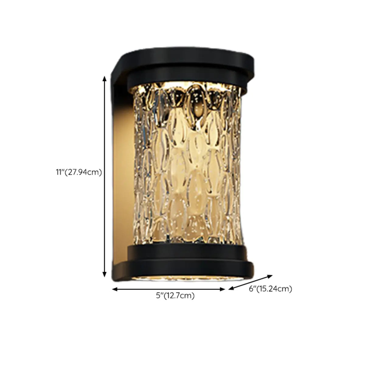 Black Trendy Cylinder Glass Steel Outdoor Wall Light Image - 12