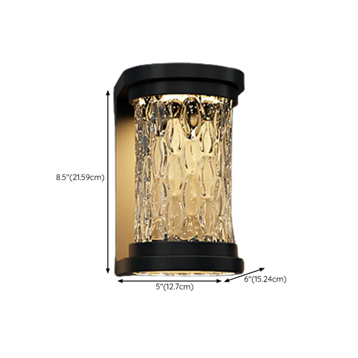 Black Trendy Cylinder Glass Steel Outdoor Wall Light Image - 14