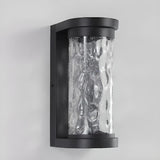 Black Trendy Cylinder Glass Steel Outdoor Wall Light Image - 6