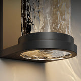 Black Trendy Cylinder Glass Steel Outdoor Wall Light Image - 8