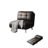 Black Tufted Faux Leather Foldable Compact Futon Sofa Bed Image - 3