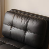 Black Tufted Faux Leather Foldable Compact Futon Sofa Bed Image - 9