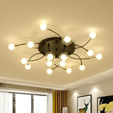 Black Twist Arm Firefly 8-Light Semi-Flush Mount Light Image - 9