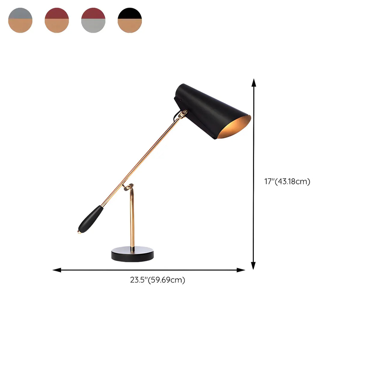 Black Unique Adjustable Aluminum Study Table Lamp 