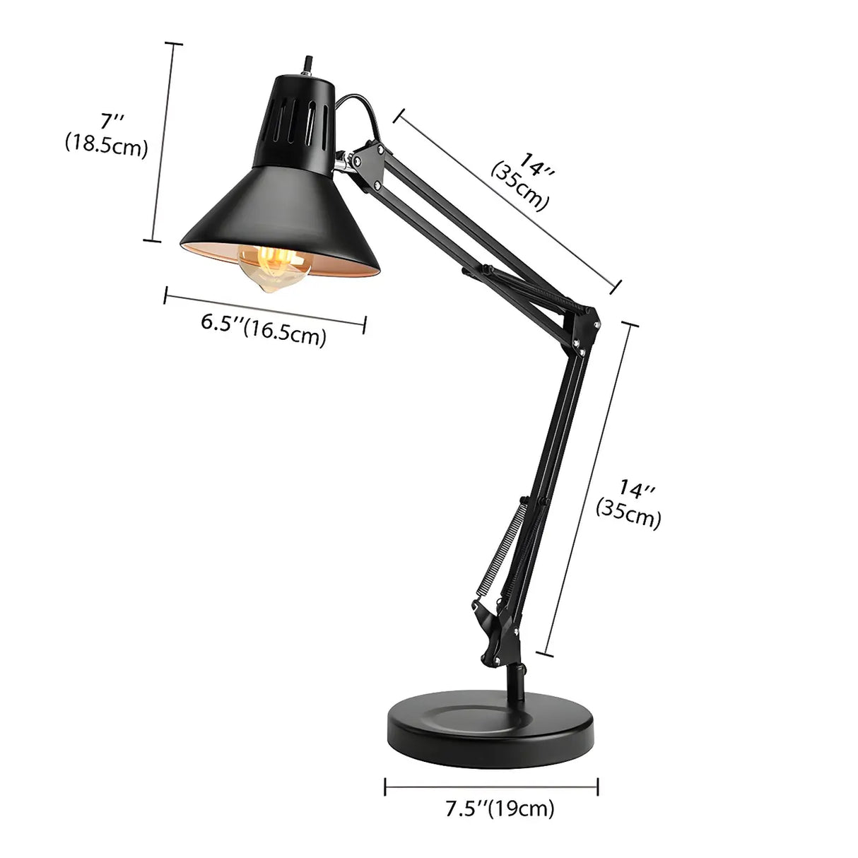 Black Unique Adjustable Mechanical Metal Arm Desk Lamp 