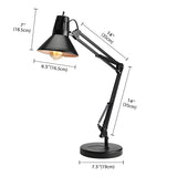 Black Unique Adjustable Mechanical Metal Arm Desk Lamp #size