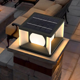 Black Unique Cubic Geometric Metal Outdoor Table Lamp Image - 11