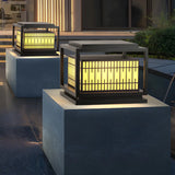 Black Unique Rectangular Metal Lantern Outdoor Lamp Image - 13