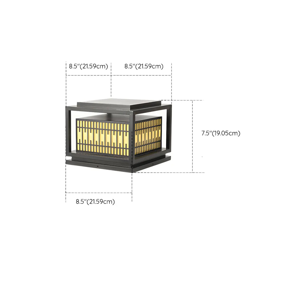 Black Unique Rectangular Metal Lantern Outdoor Lamp 