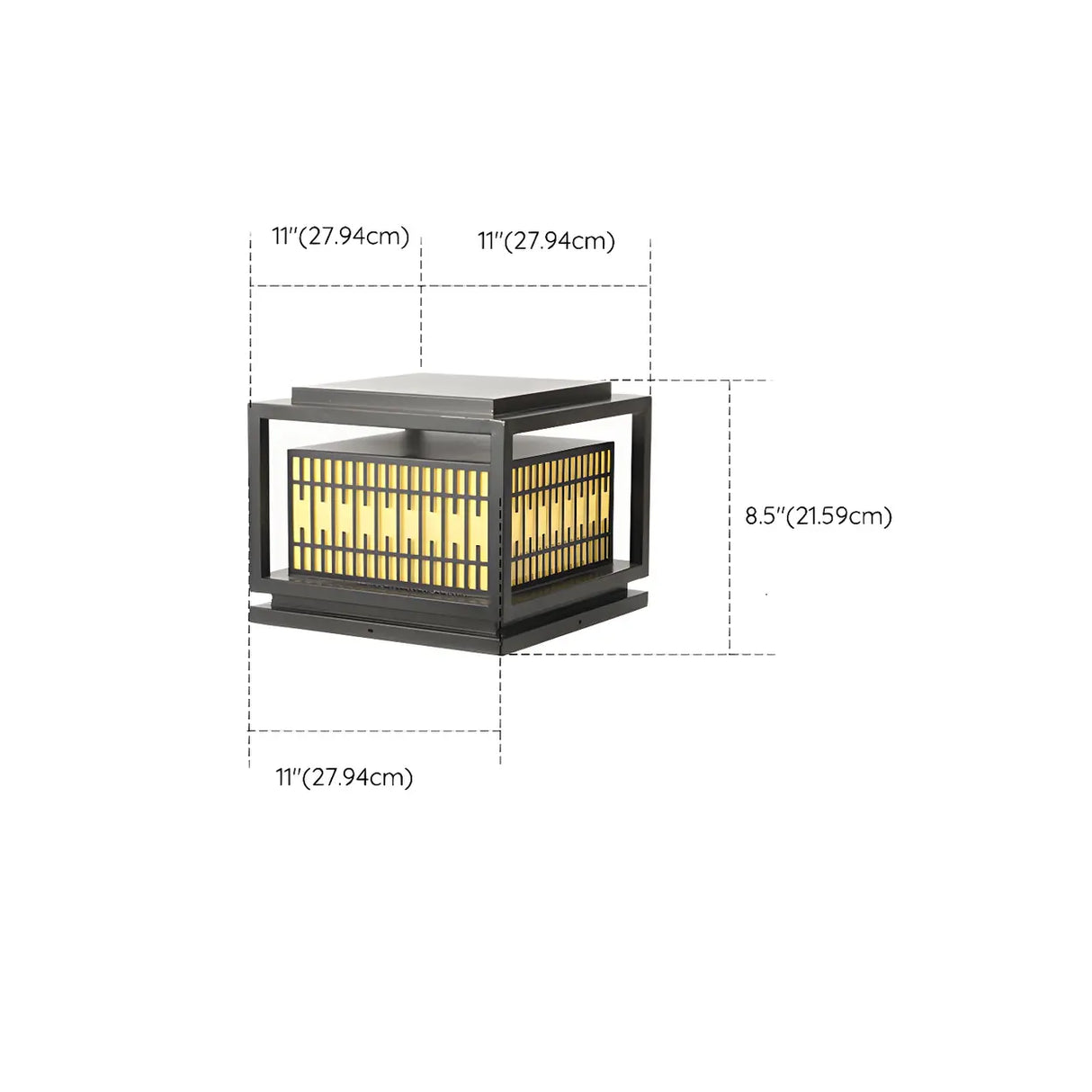 Black Unique Rectangular Metal Lantern Outdoor Lamp Image - 15