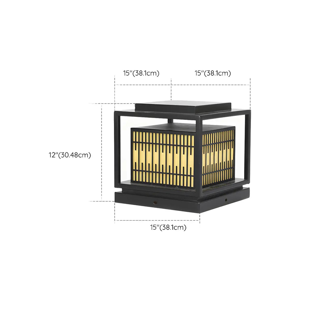 Black Unique Rectangular Metal Lantern Outdoor Lamp Image - 16