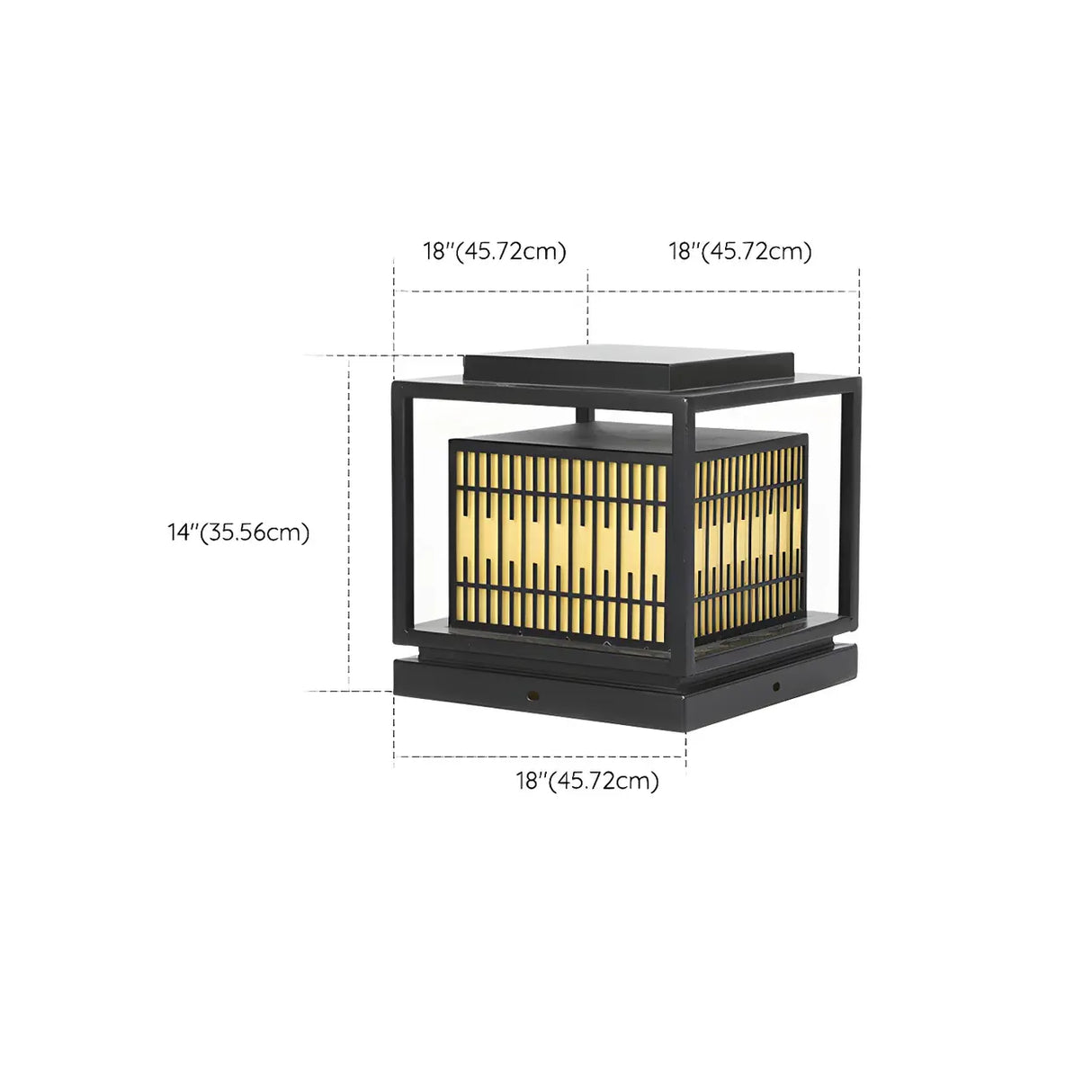 Black Unique Rectangular Metal Lantern Outdoor Lamp Image - 17