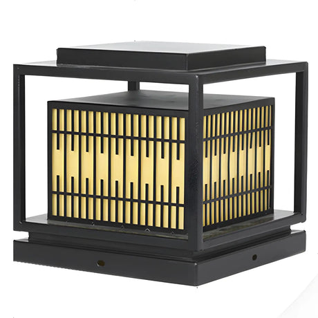 Black Unique Rectangular Metal Lantern Outdoor Lamp Image - 2