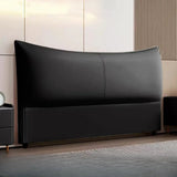 Black Upholstered Curved King Headboard with Legs Image - 1