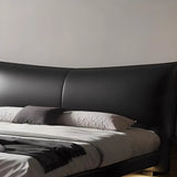 Black Upholstered Curved King Headboard with Legs Image - 8