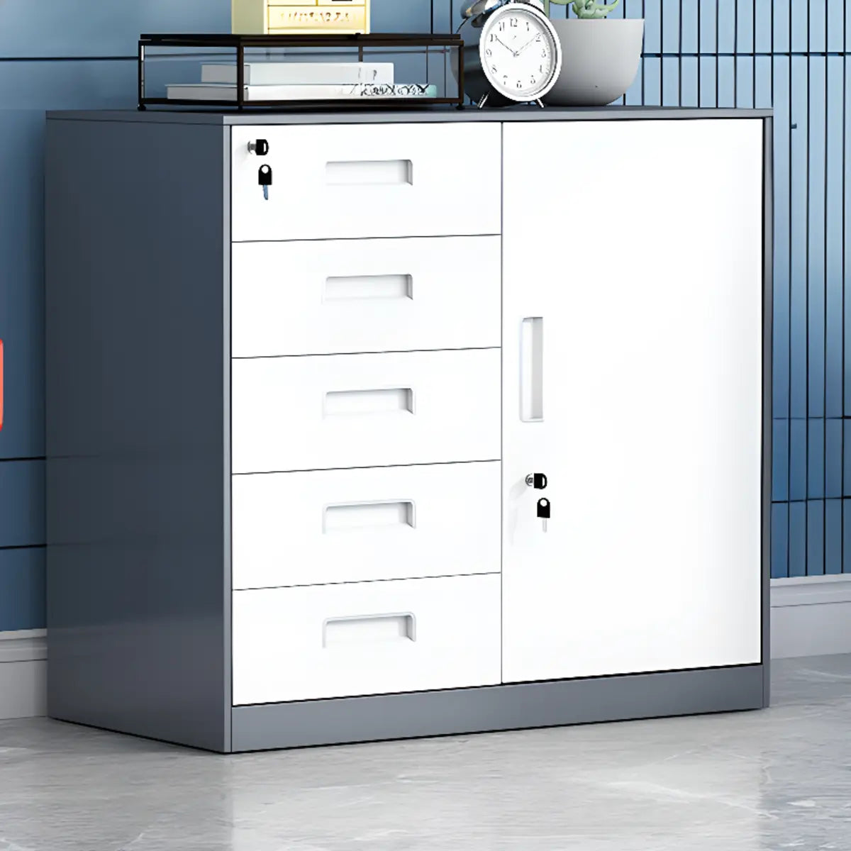 Black Vertical Locking Drawer Steel Filing Cabinet Image - 12