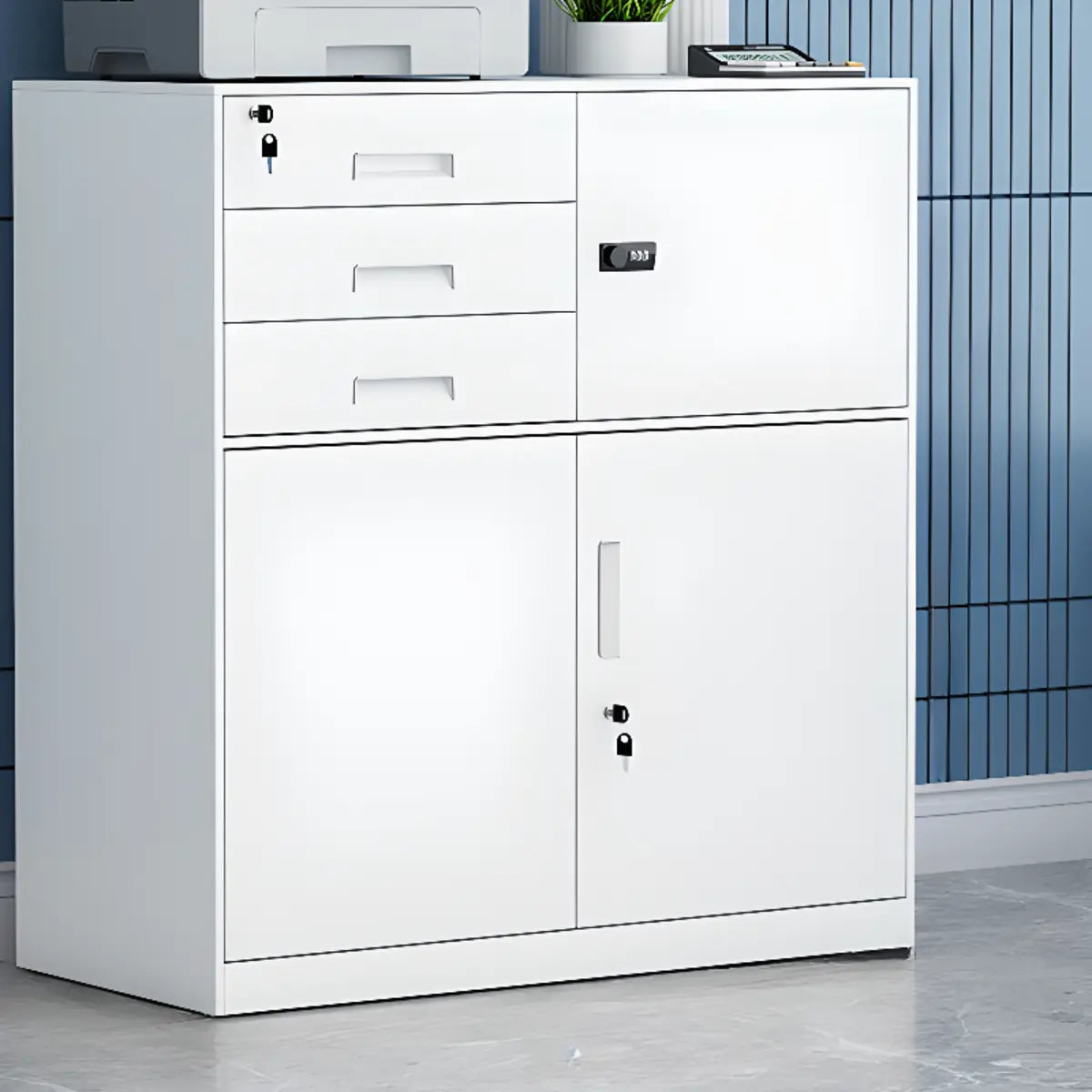 Black Vertical Locking Drawer Steel Filing Cabinet Image - 21