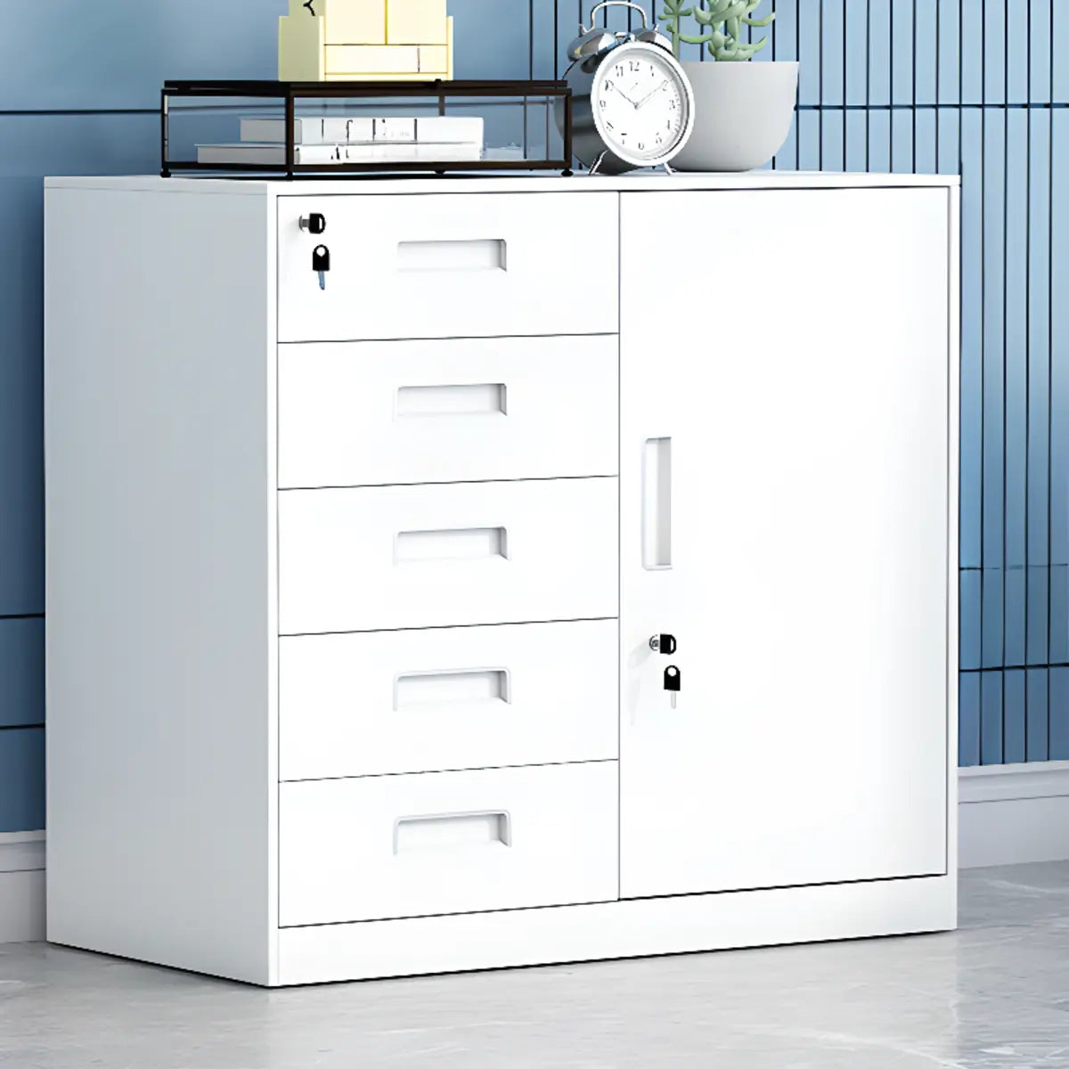 Black Vertical Locking Drawer Steel Filing Cabinet Image - 6